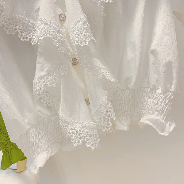 Cămașă de damă cu mâneci scurte și dantelă în mai multe culori