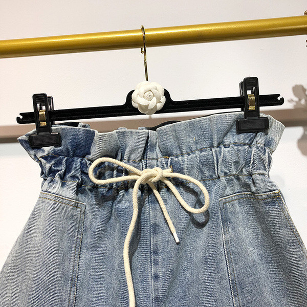 Blugi scurti casual de dama cu talie inalta