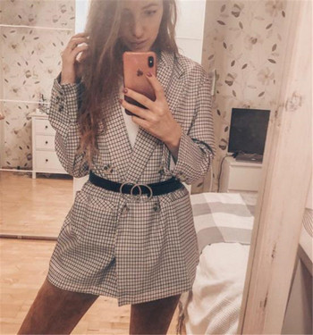 Стилно дамско сако широк модел с двойно закопчаване