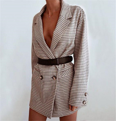 Стилно дамско сако широк модел с двойно закопчаване