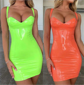 Rochie de dama actuala model Slim in verde si portocaliu