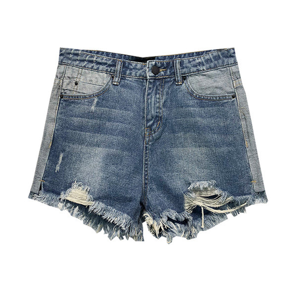 Pantaloni scurți de damă din denim cu motiv rupt