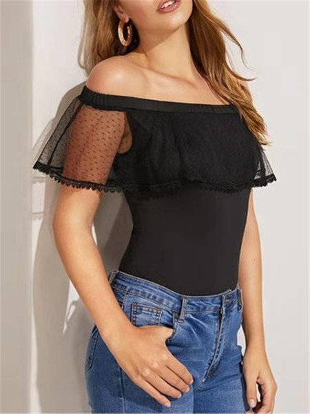 Bluză de damă modernă cu umerii goi, în negru