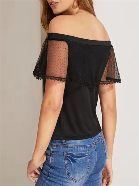 Bluză de damă modernă cu umerii goi, în negru