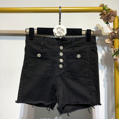 Pantaloni scurți de damă din denim cu nasturi și buzunare în două culori