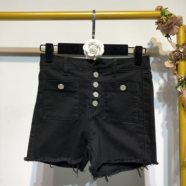 Pantaloni scurți de damă din denim cu nasturi și buzunare în două culori