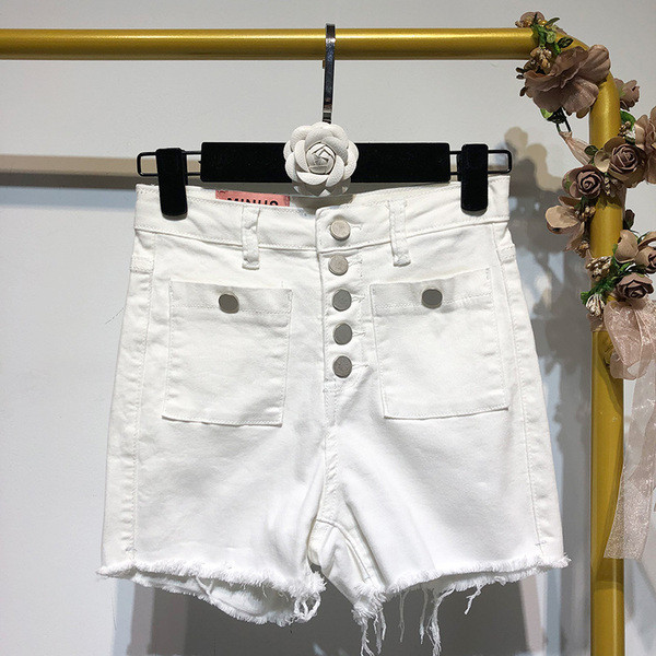 Pantaloni scurți de damă din denim cu nasturi și buzunare în două culori