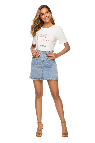 Fusta de dama moderna din denim cu buzunare