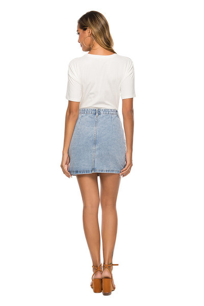 Fusta de dama moderna din denim cu buzunare