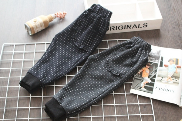 Pantaloni copii buline pentru fete in negru si gri