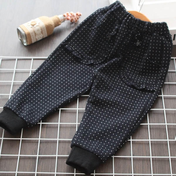 Pantaloni copii buline pentru fete in negru si gri