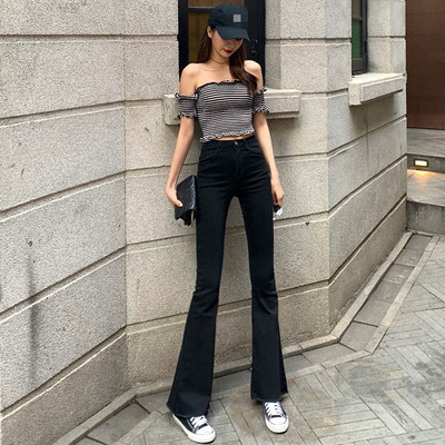 Blugi de dama eleganti model Charleston cu talie inalta