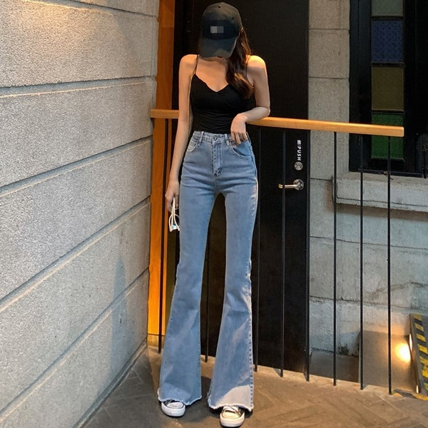 Blugi de dama eleganti model Charleston cu talie inalta