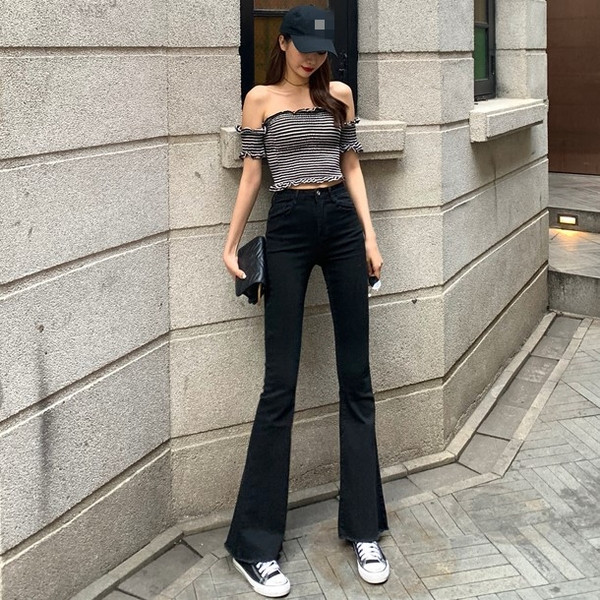 Blugi de dama eleganti model Charleston cu talie inalta