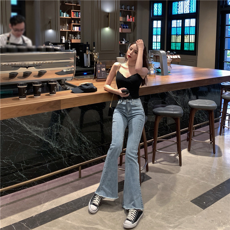 Blugi de dama eleganti model Charleston cu talie inalta