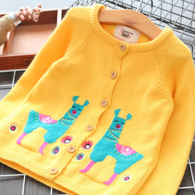 Нов модел детска жилетка за момичета в жълт цвят