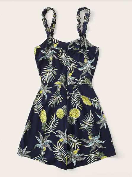 Γυναικεία ολόσωμη φόρμα με λεπτούς ιμάντες ώμου και floral σχέδιο