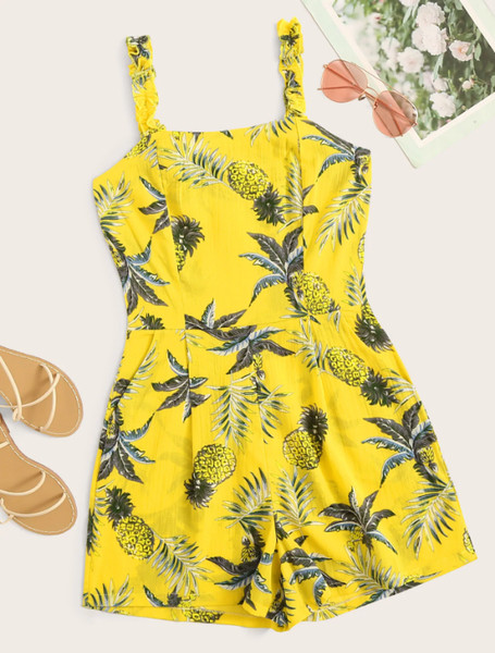 Γυναικεία ολόσωμη φόρμα με λεπτούς ιμάντες ώμου και floral σχέδιο