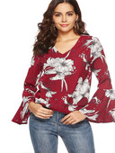 Bluză de damă modernă cu model floral și mâneci lotus