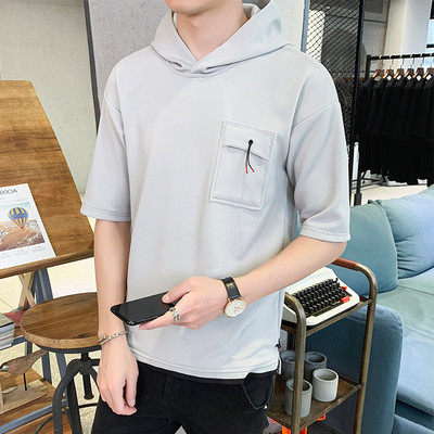 Tricou modern pentru bărbați în cinci culori, cu glugă și buzunar