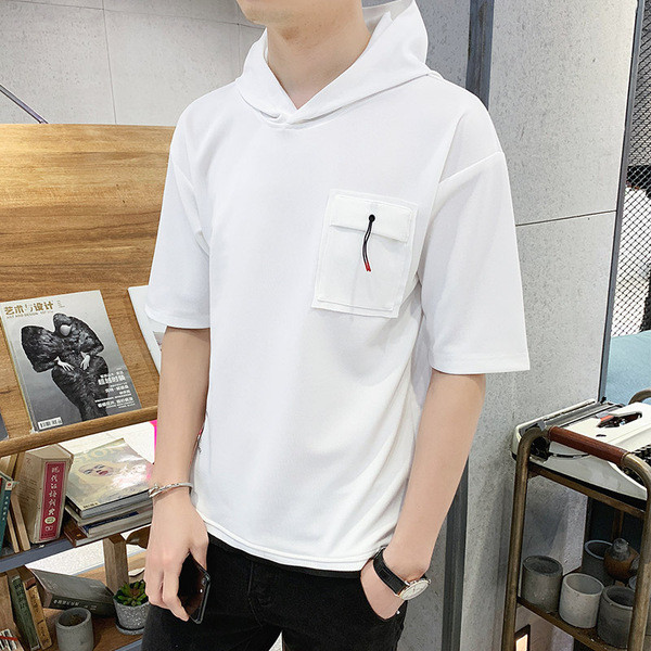 Tricou modern pentru bărbați în cinci culori, cu glugă și buzunar