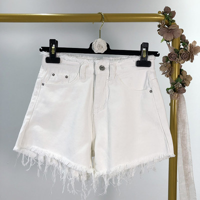 Blugi scurti de dama cu franjuri in doua culori