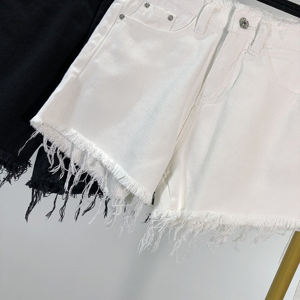 Blugi scurti de dama cu franjuri in doua culori