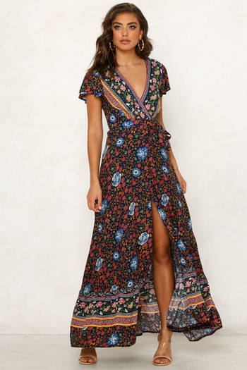 Rochie de dama cu fanta si model floral