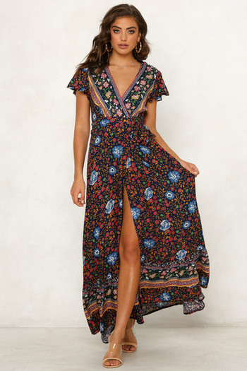 Rochie de dama cu fanta si model floral