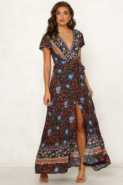 Rochie de dama cu fanta si model floral