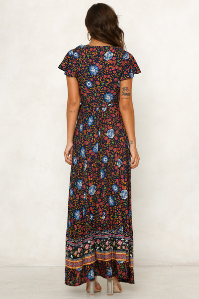 Rochie de dama cu fanta si model floral