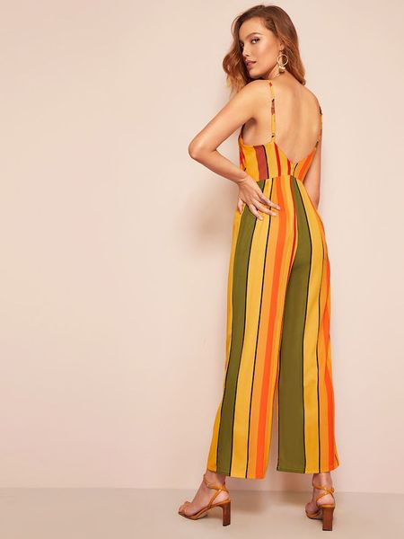 Γυναικεία ολόσωμη φόρμα στράπλες  με V-neck και λεπτές τιράντες 