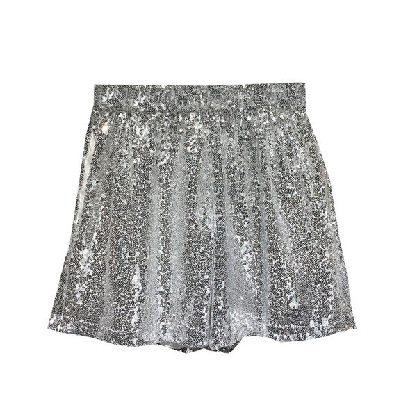Pantaloni scurți de damă cu paiete de culoare argintie