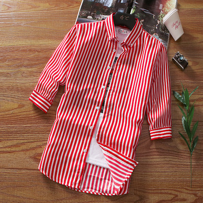 Стилна мъжка риза в няколко цвята с 3/4 ръкав