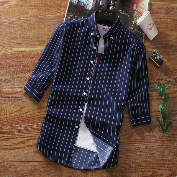 Стилна мъжка риза в няколко цвята с 3/4 ръкав