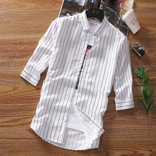 Стилна мъжка риза в няколко цвята с 3/4 ръкав