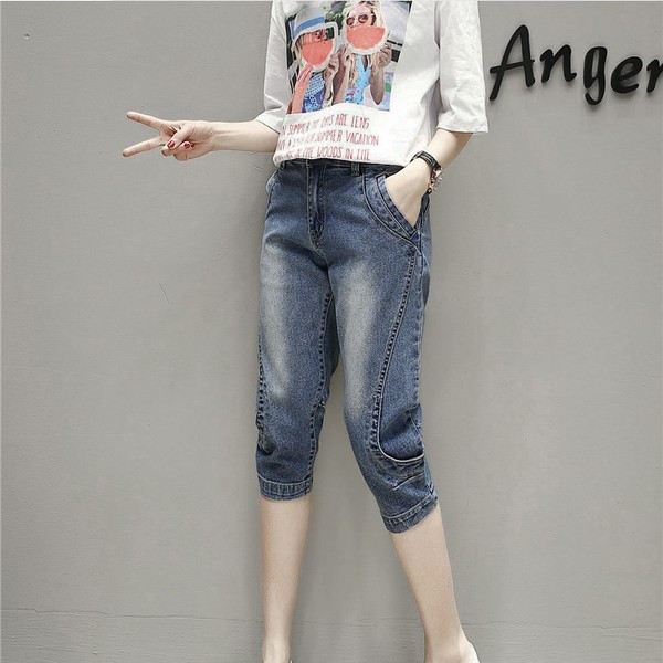 Blugi casual dama lungime 7/8 cu talie standard