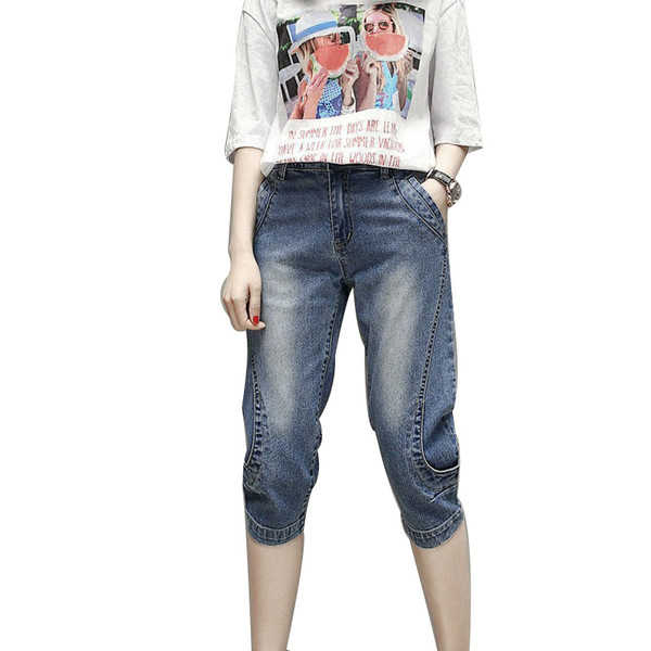 Blugi casual dama lungime 7/8 cu talie standard