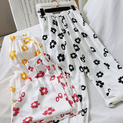 Модерен дамски панталон с флорални мотиви в няколко цвята