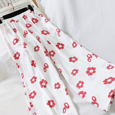 Pantaloni de dama la moda cu motive florale in mai multe culori