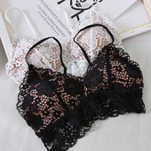 Sutien casual dama cu dantela alb-negru