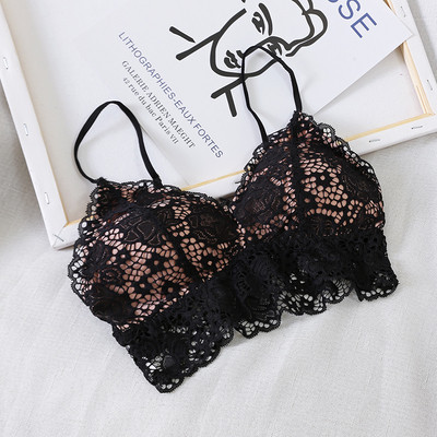 Sutien casual dama cu dantela alb-negru