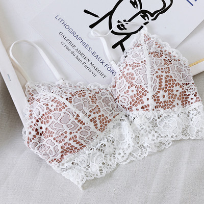 Sutien casual dama cu dantela alb-negru