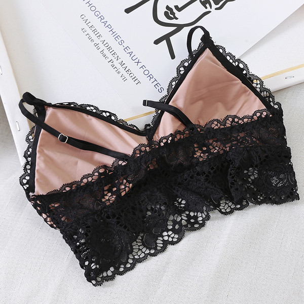 Sutien casual dama cu dantela alb-negru