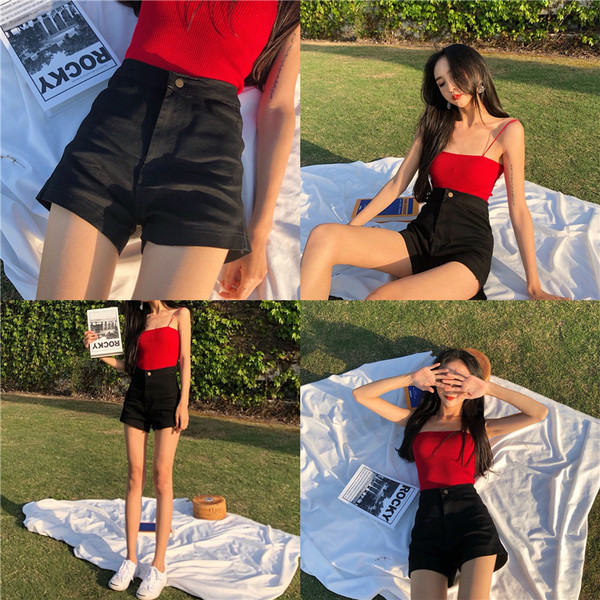 Pantaloni scurți moderni de damă cu talie înaltă în două culori