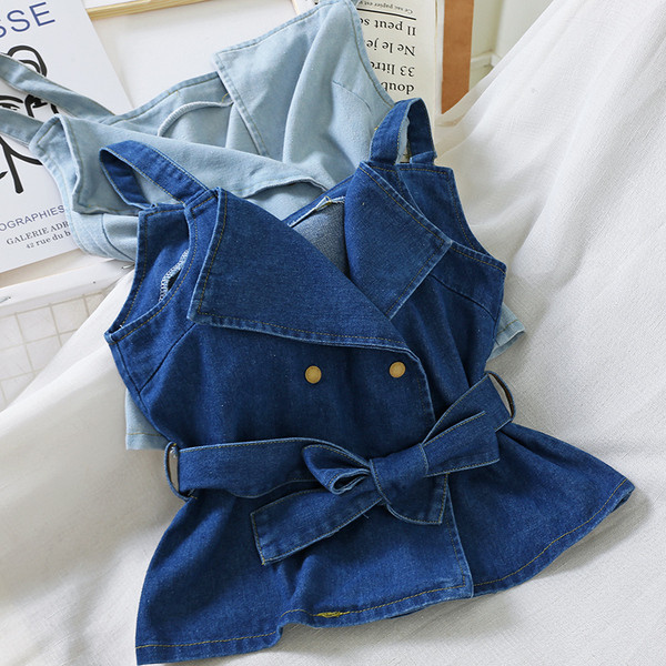 Maieu de damă din denim cu curea în culori deschise și închise