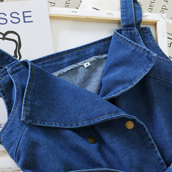 Maieu de damă din denim cu curea în culori deschise și închise