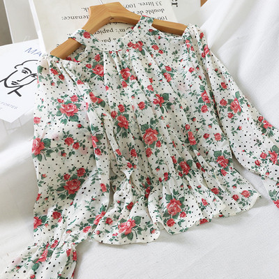 Cămașă modernă de damă cu umerii deschiși și model floral în mai multe culori