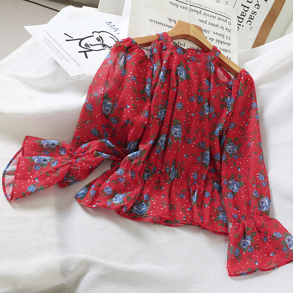 Cămașă modernă de damă cu umerii deschiși și model floral în mai multe culori