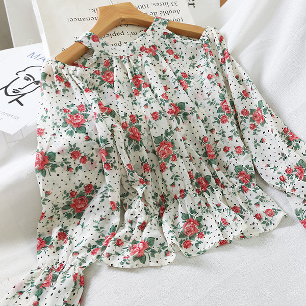 Cămașă modernă de damă cu umerii deschiși și model floral în mai multe culori